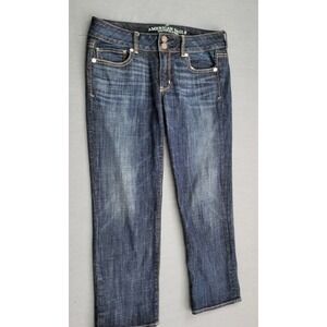 American Eagle Outfitters Dark Blue Cropped Ankle Jeans